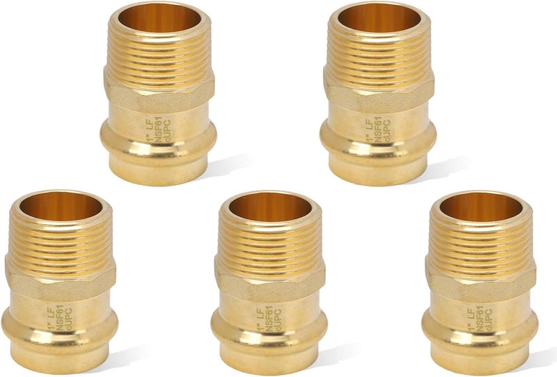 Abbiemo 5PCS 1 inch Propress x 1 inch NPT Male Adapter Pressure Copper Fitting ProPress Connect to Male NPT Pipe Lead-Free - Image 1